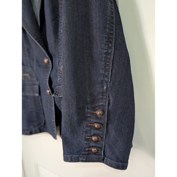 Venezia Denim Blazer Jacket Womens Plus 18 20 Blue Dark Wash Embroidered Pockets - Picture 5 of 9